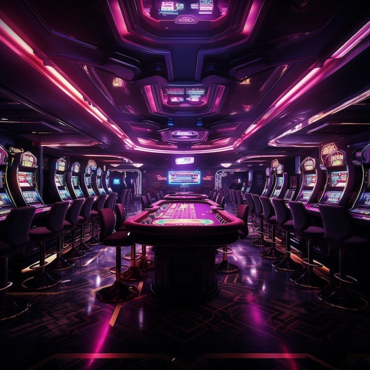 Spin Arcade interface showing animated 5-reel slot machine with symbols and multipliers
